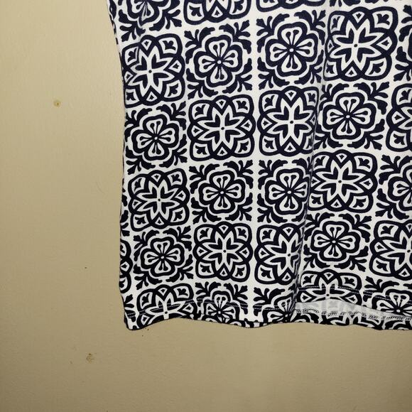 Talbots Navy White Print Scalloped‎ Neck M/P - Picture 5 of 10
